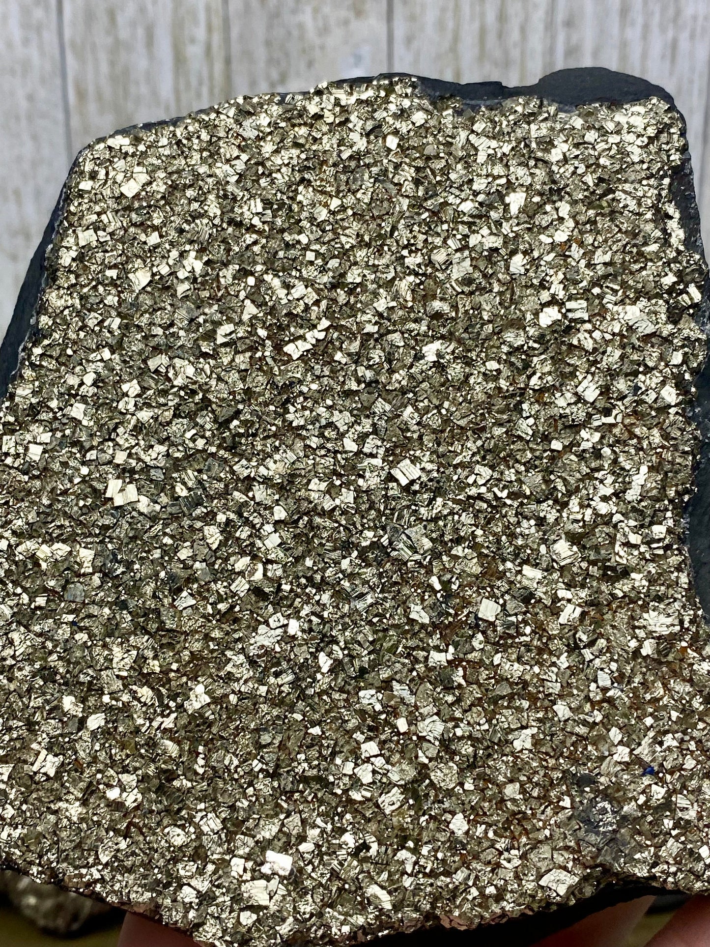 Pyrite on Shungite Raw Layered Plate | Brazil