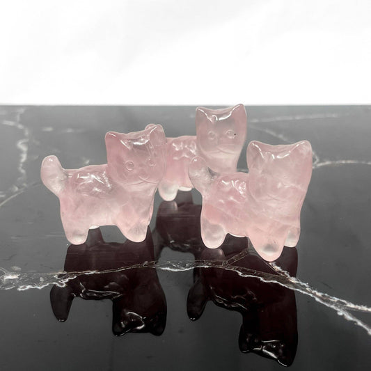 Rose Quartz Kitten Carving