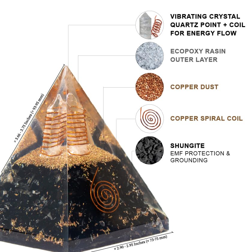 Selenite Orgonite Pyramid for Clarity, Emotional Healing, Spiritual Connection | Orgonite orgone pyramids with Copper Coil and Crystal Quartz for Chakra Protection (Selenite)