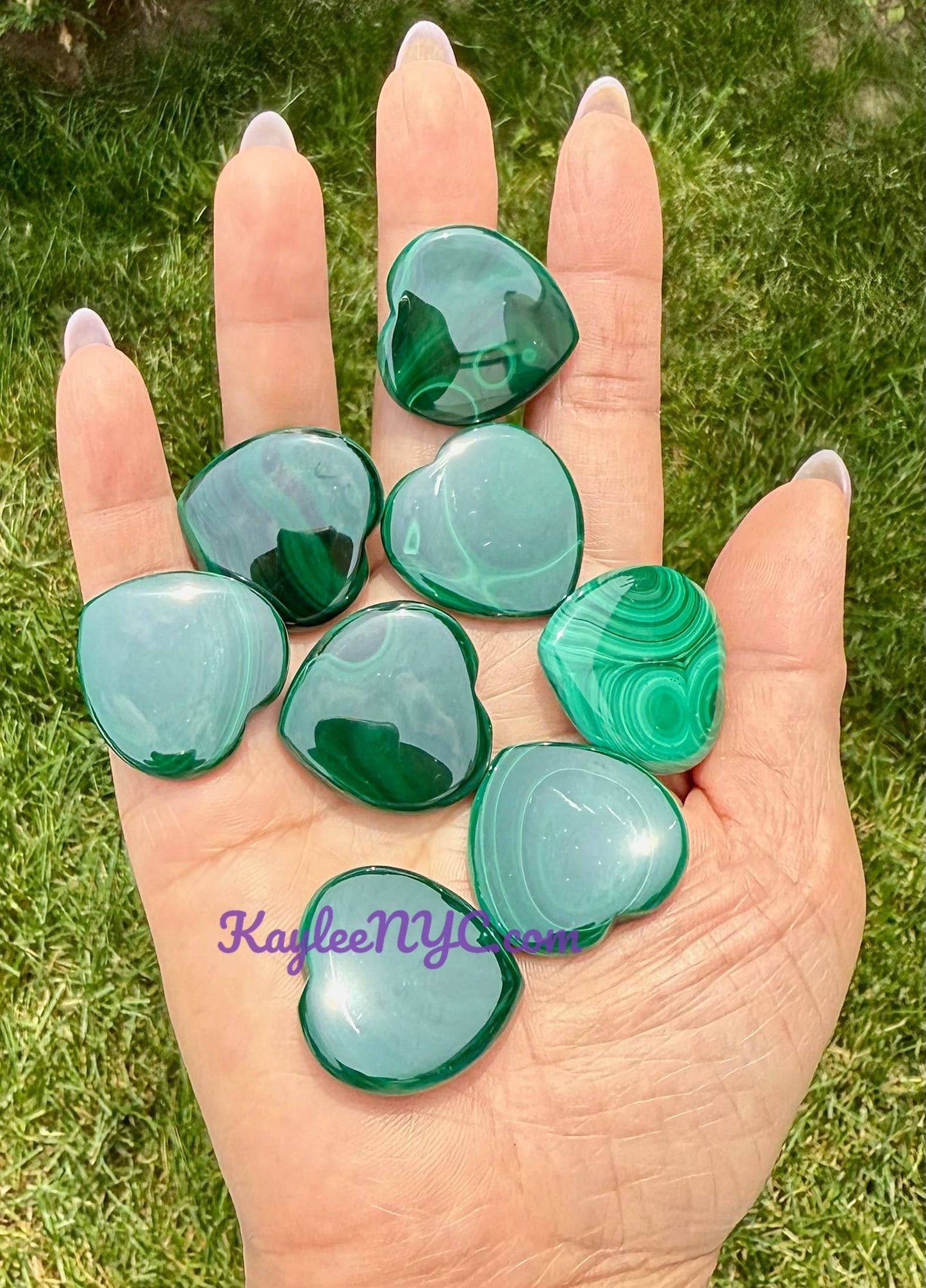 Natural Malachite Hearts 28mm Crystals Healing Energy