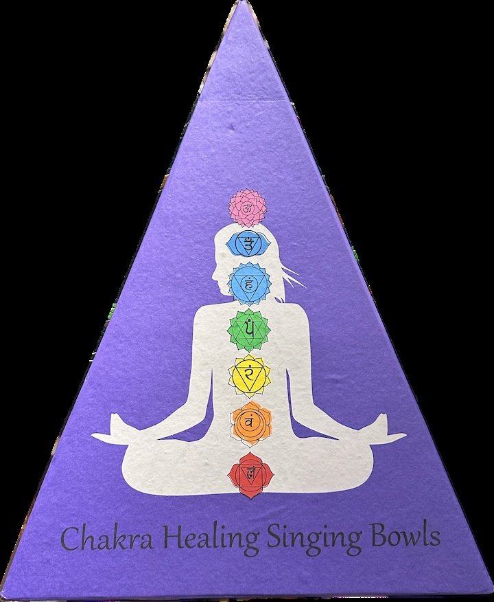 7-Chakra Singing Bowl Set in Purple Pyramid Box
