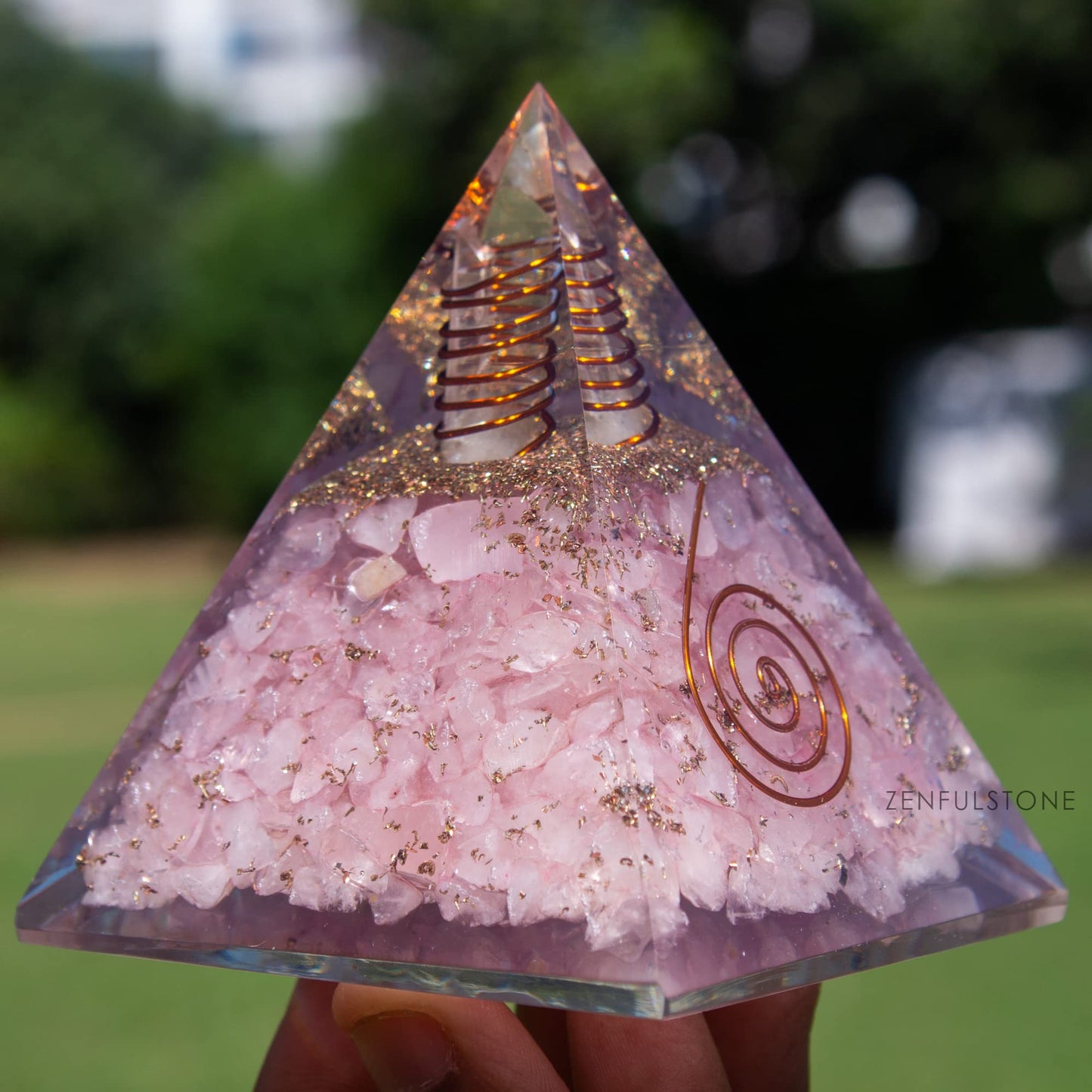 Selenite Orgonite Pyramid for Clarity, Emotional Healing, Spiritual Connection | Orgonite orgone pyramids with Copper Coil and Crystal Quartz for Chakra Protection (Selenite)