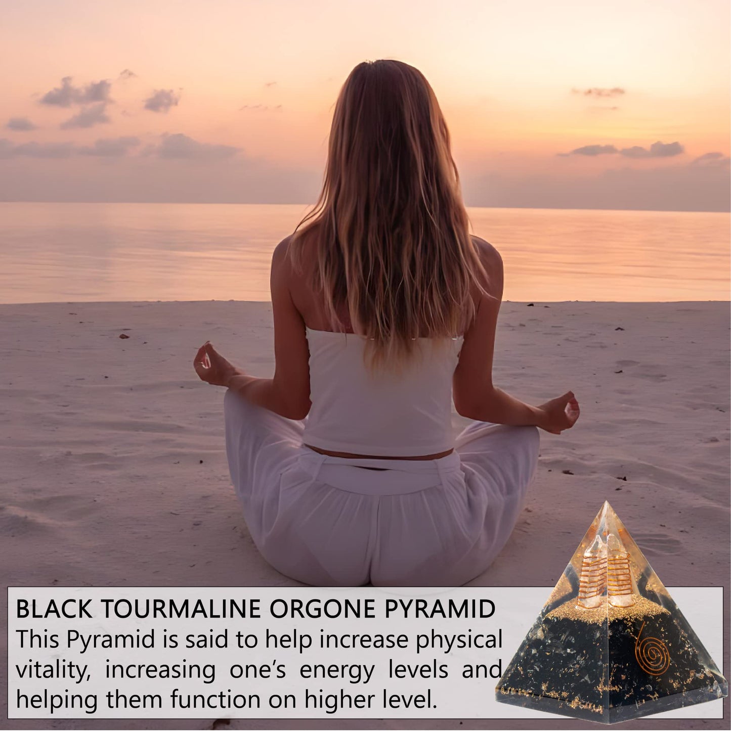 Selenite Orgonite Pyramid for Clarity, Emotional Healing, Spiritual Connection | Orgonite orgone pyramids with Copper Coil and Crystal Quartz for Chakra Protection (Selenite)