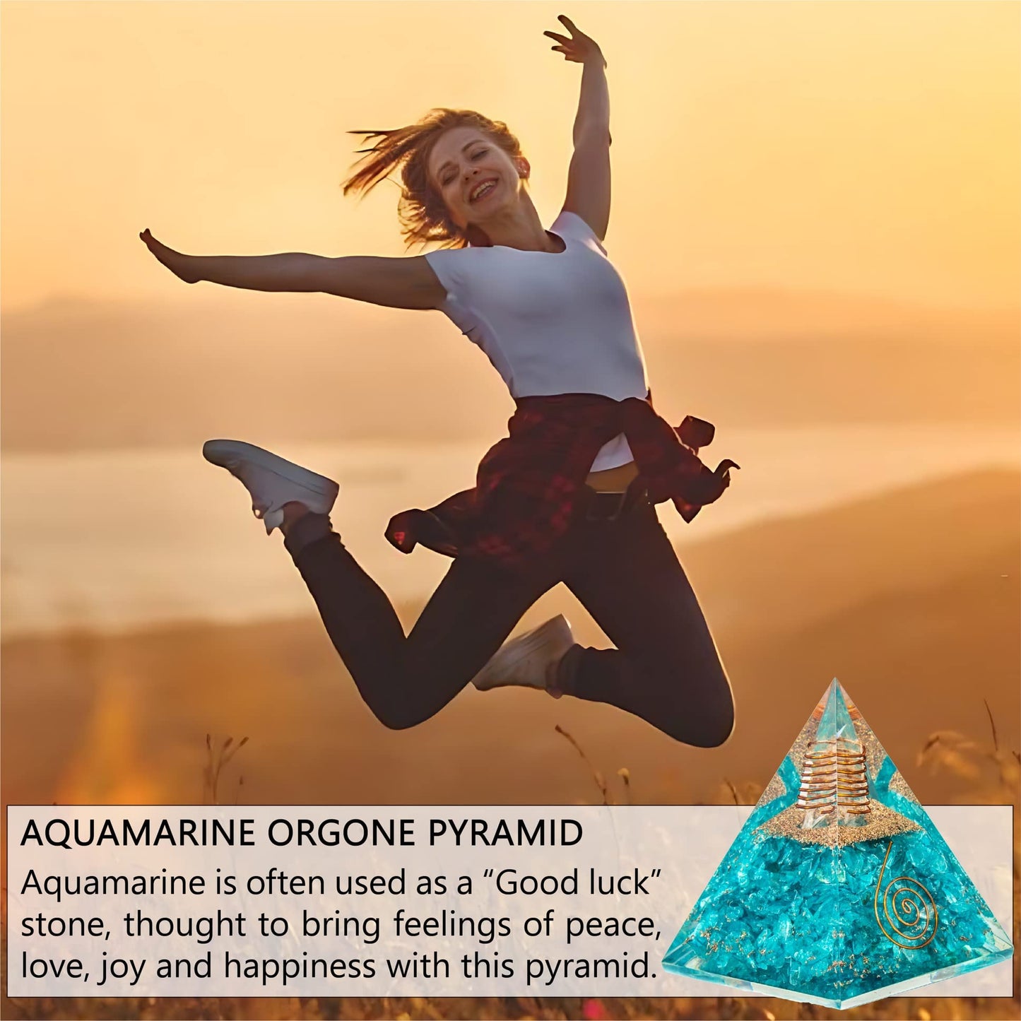 Selenite Orgonite Pyramid for Clarity, Emotional Healing, Spiritual Connection | Orgonite orgone pyramids with Copper Coil and Crystal Quartz for Chakra Protection (Selenite)