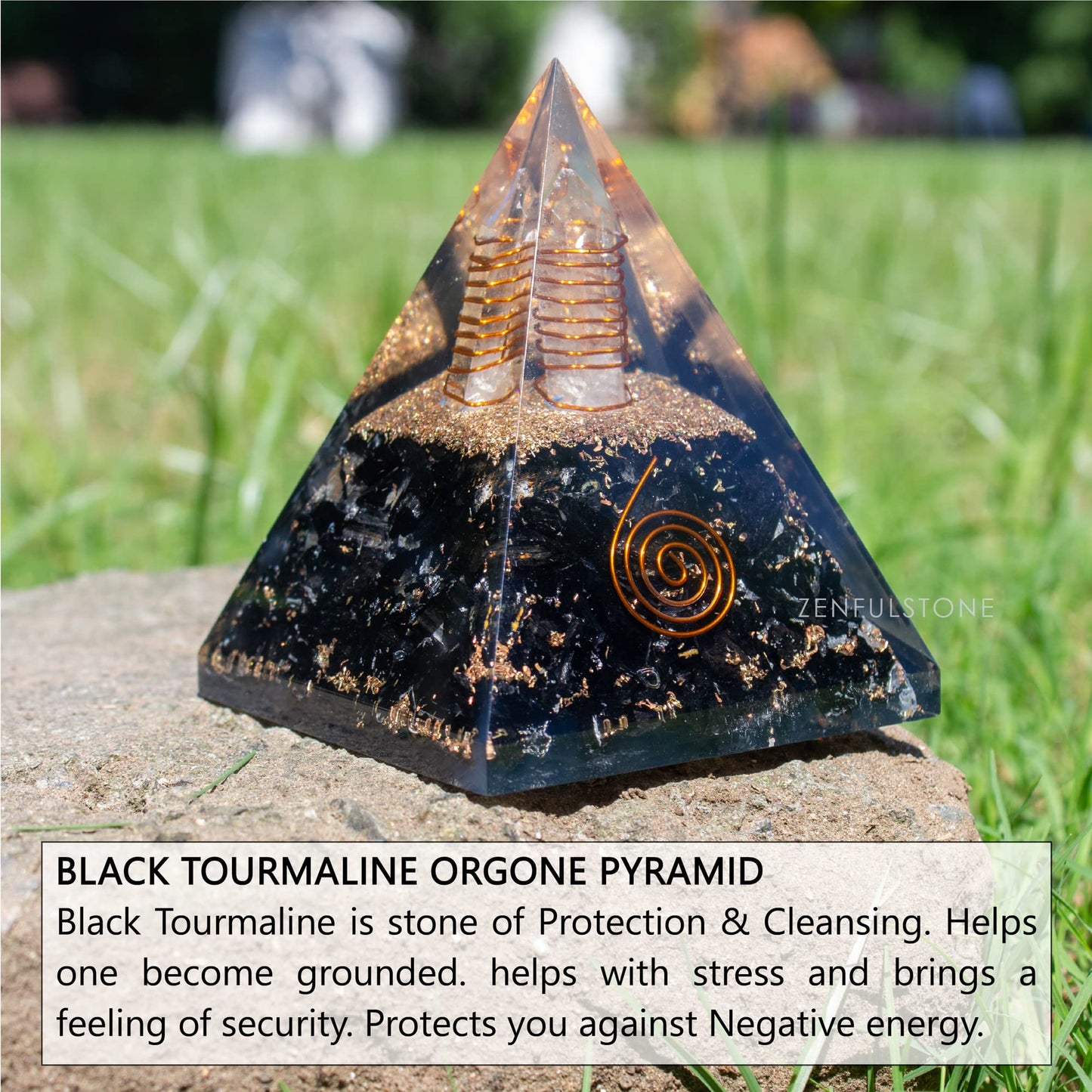 Selenite Orgonite Pyramid for Clarity, Emotional Healing, Spiritual Connection | Orgonite orgone pyramids with Copper Coil and Crystal Quartz for Chakra Protection (Selenite)