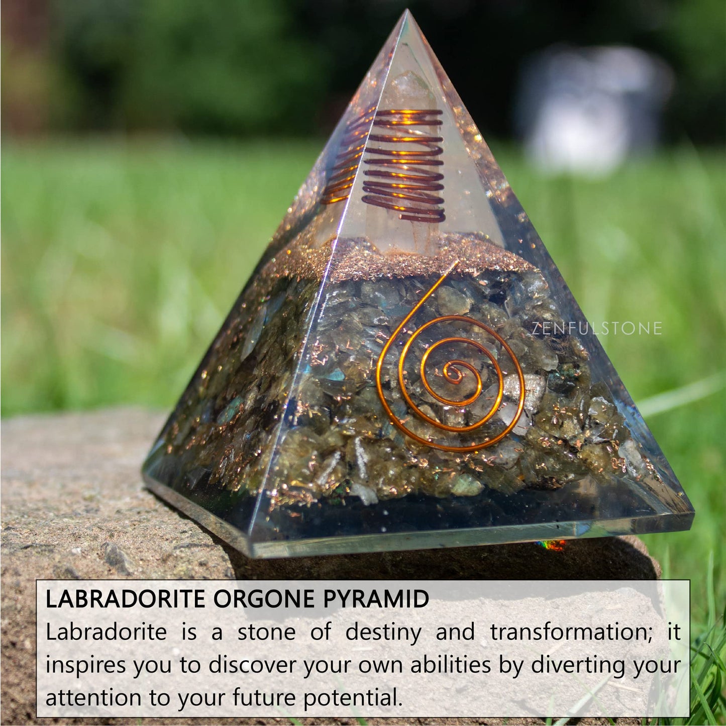 Selenite Orgonite Pyramid for Clarity, Emotional Healing, Spiritual Connection | Orgonite orgone pyramids with Copper Coil and Crystal Quartz for Chakra Protection (Selenite)