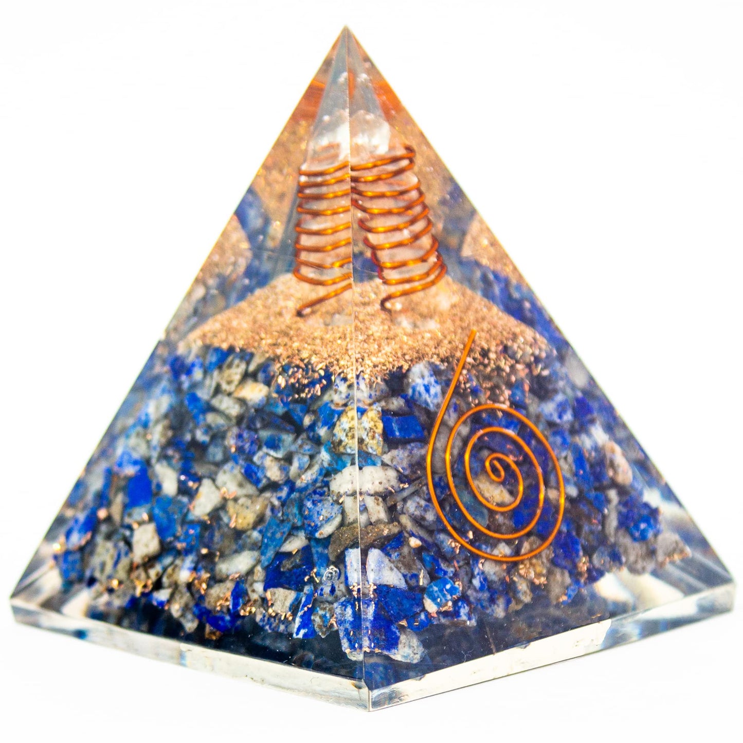 Selenite Orgonite Pyramid for Clarity, Emotional Healing, Spiritual Connection | Orgonite orgone pyramids with Copper Coil and Crystal Quartz for Chakra Protection (Selenite)
