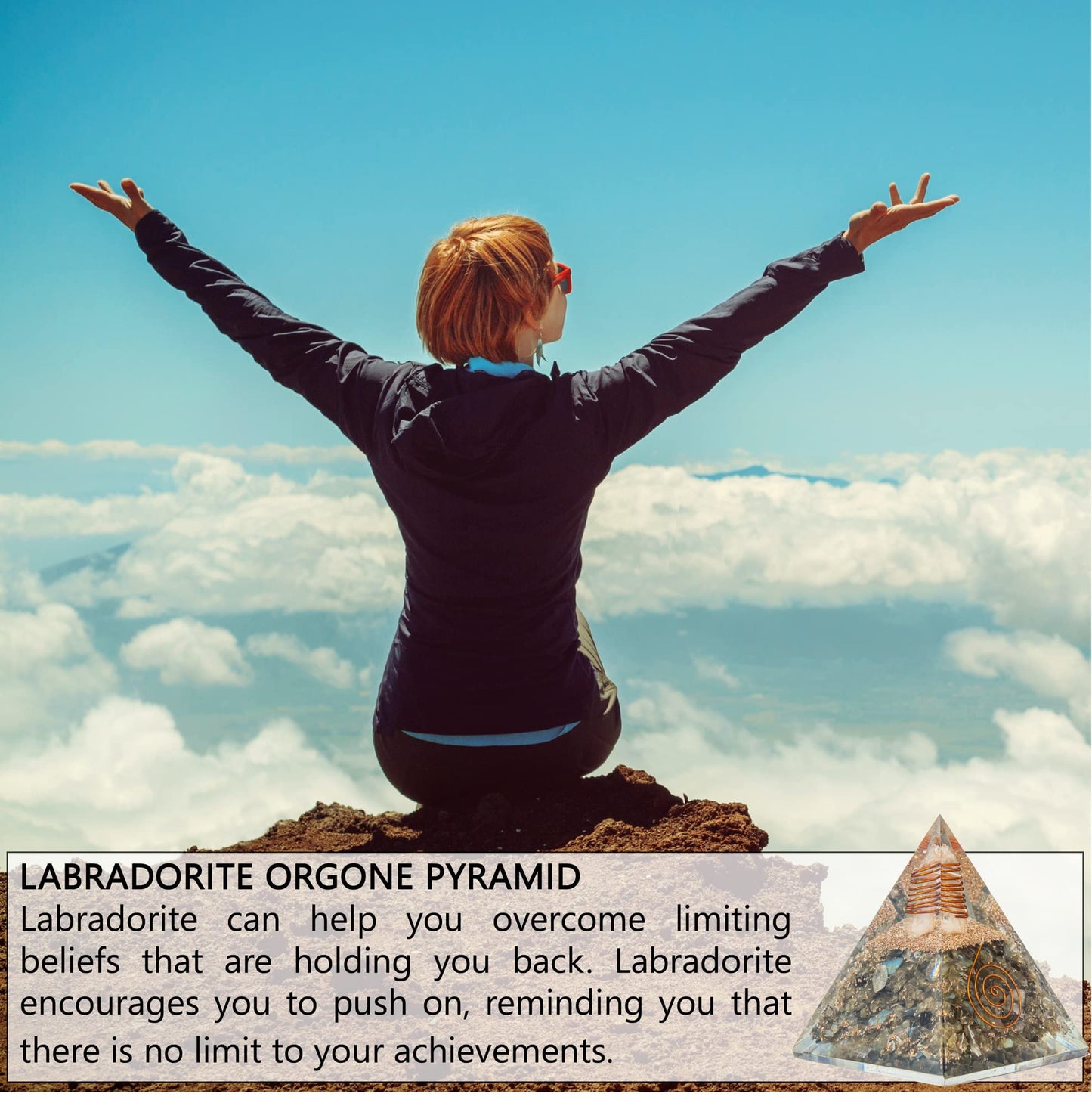 Selenite Orgonite Pyramid for Clarity, Emotional Healing, Spiritual Connection | Orgonite orgone pyramids with Copper Coil and Crystal Quartz for Chakra Protection (Selenite)