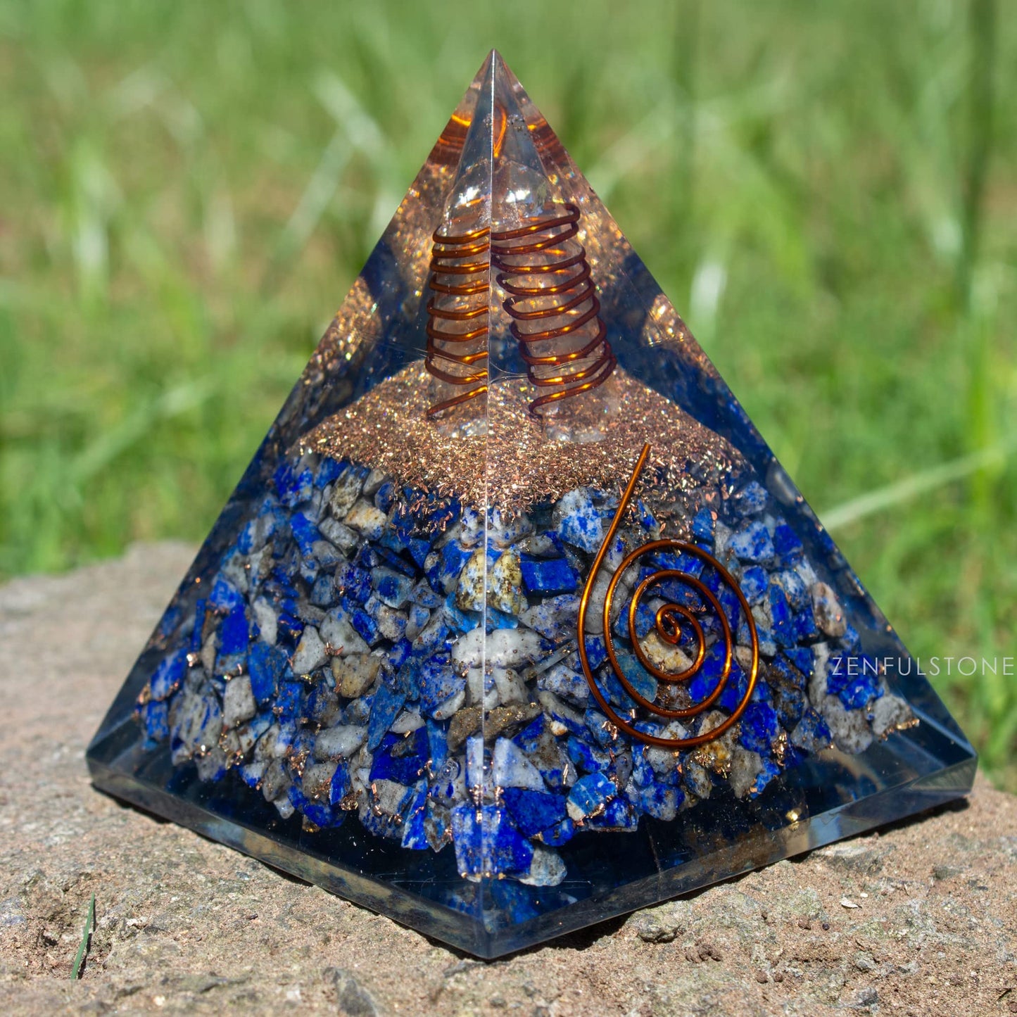 Selenite Orgonite Pyramid for Clarity, Emotional Healing, Spiritual Connection | Orgonite orgone pyramids with Copper Coil and Crystal Quartz for Chakra Protection (Selenite)