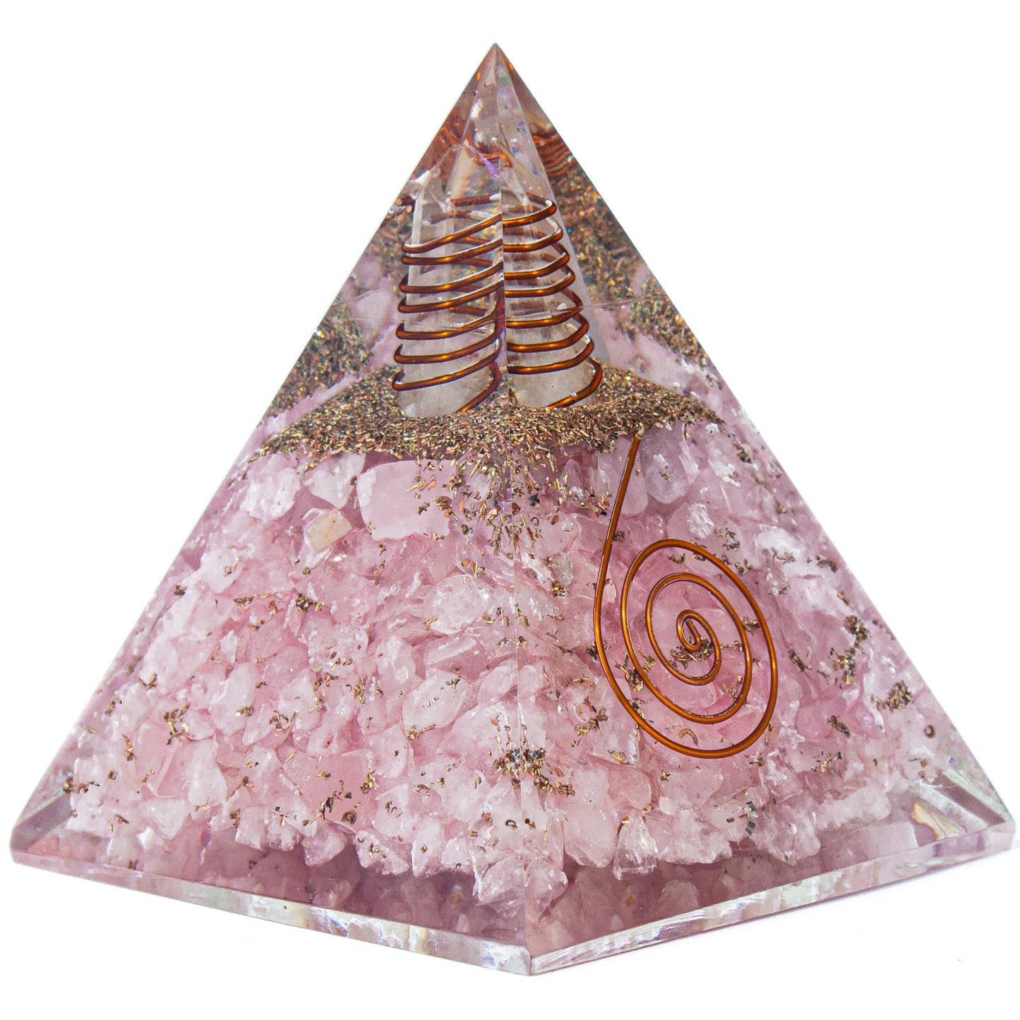 Selenite Orgonite Pyramid for Clarity, Emotional Healing, Spiritual Connection | Orgonite orgone pyramids with Copper Coil and Crystal Quartz for Chakra Protection (Selenite)
