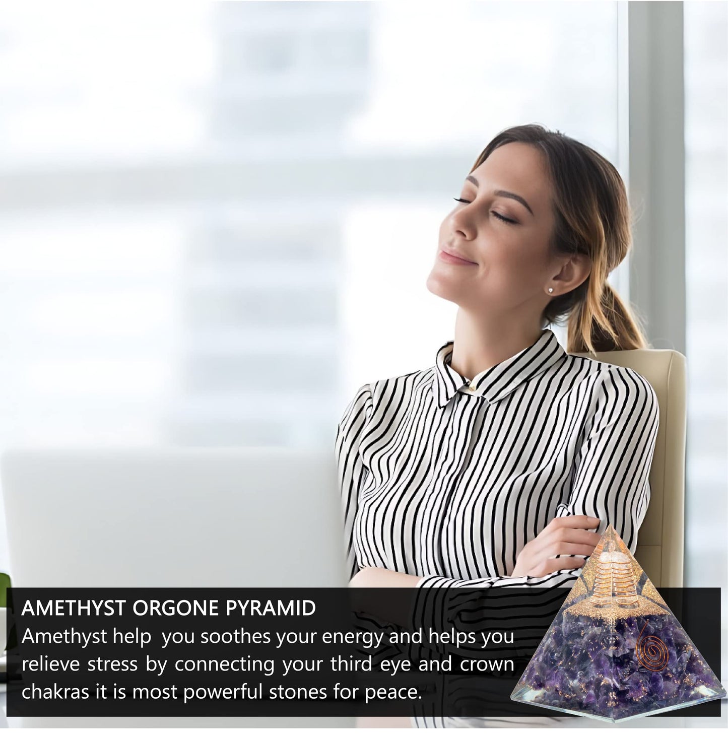 Selenite Orgonite Pyramid for Clarity, Emotional Healing, Spiritual Connection | Orgonite orgone pyramids with Copper Coil and Crystal Quartz for Chakra Protection (Selenite)
