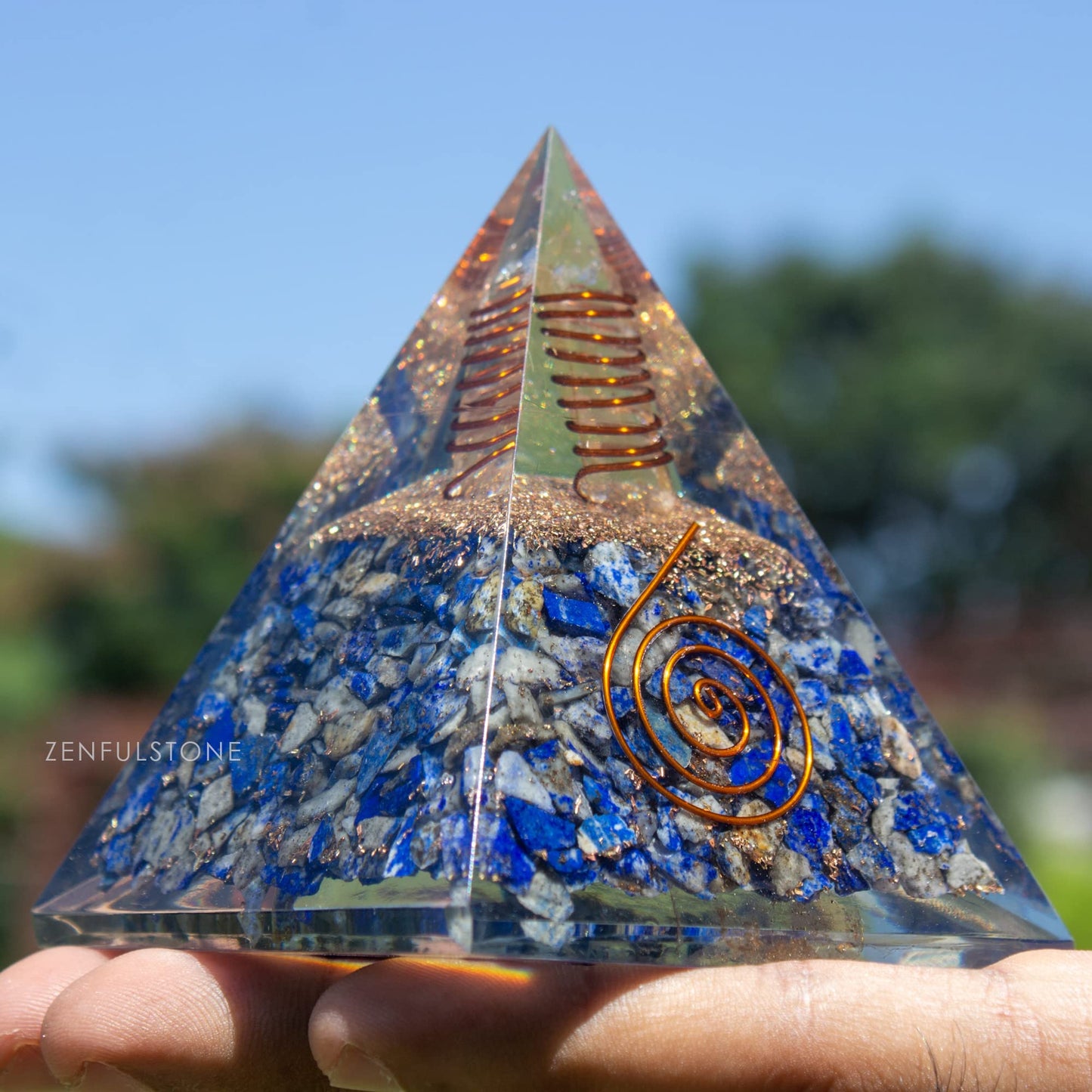 Selenite Orgonite Pyramid for Clarity, Emotional Healing, Spiritual Connection | Orgonite orgone pyramids with Copper Coil and Crystal Quartz for Chakra Protection (Selenite)