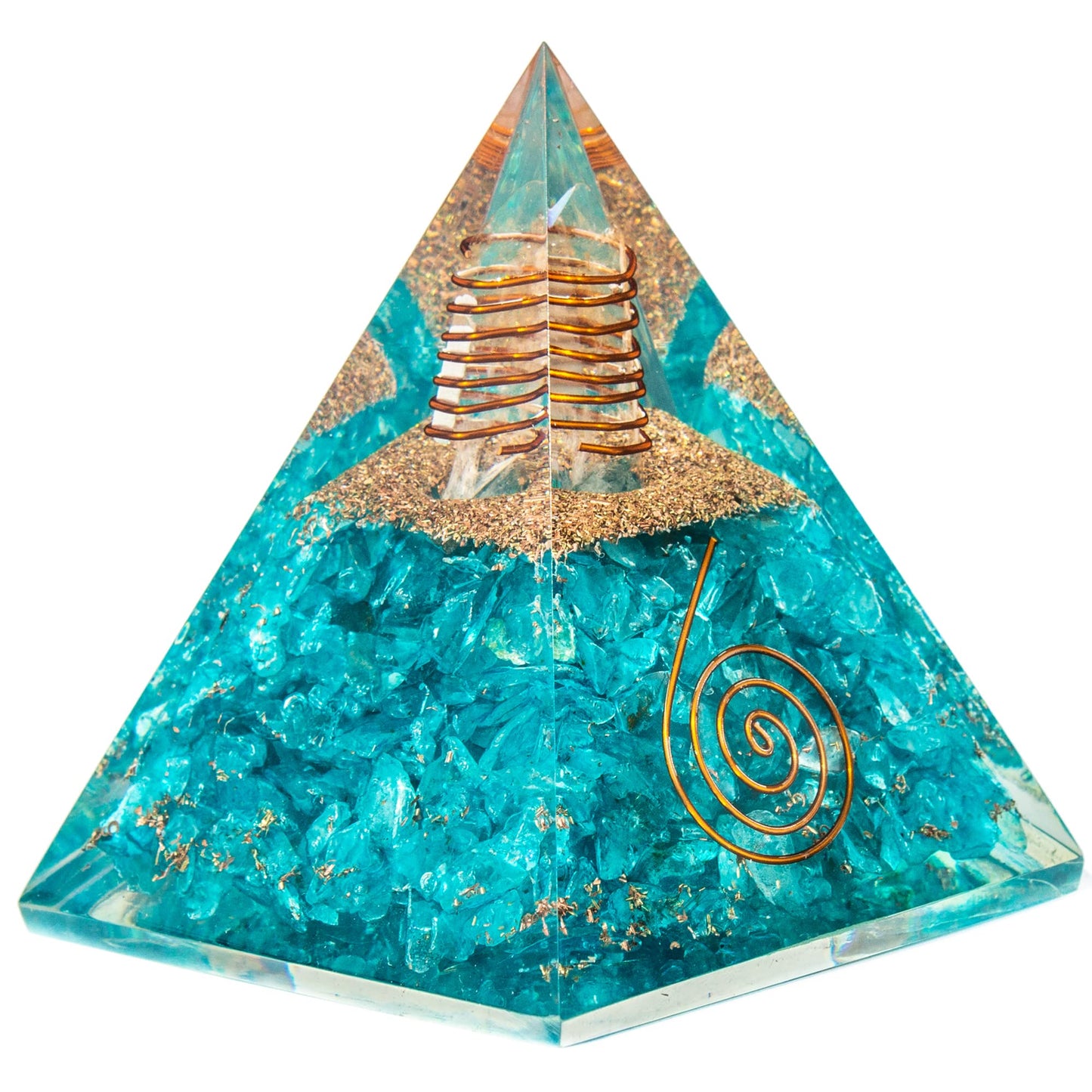 Selenite Orgonite Pyramid for Clarity, Emotional Healing, Spiritual Connection | Orgonite orgone pyramids with Copper Coil and Crystal Quartz for Chakra Protection (Selenite)