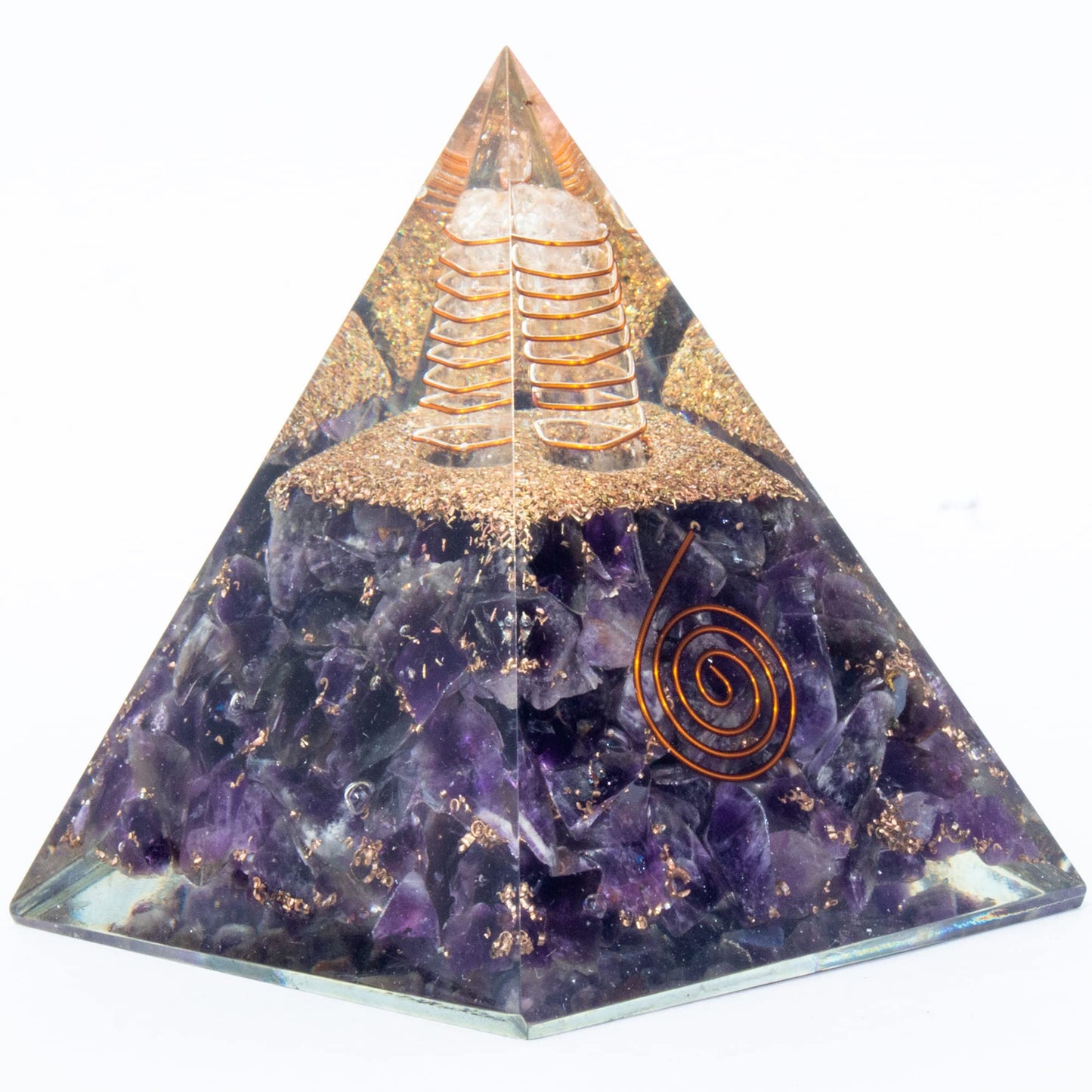 Selenite Orgonite Pyramid for Clarity, Emotional Healing, Spiritual Connection | Orgonite orgone pyramids with Copper Coil and Crystal Quartz for Chakra Protection (Selenite)