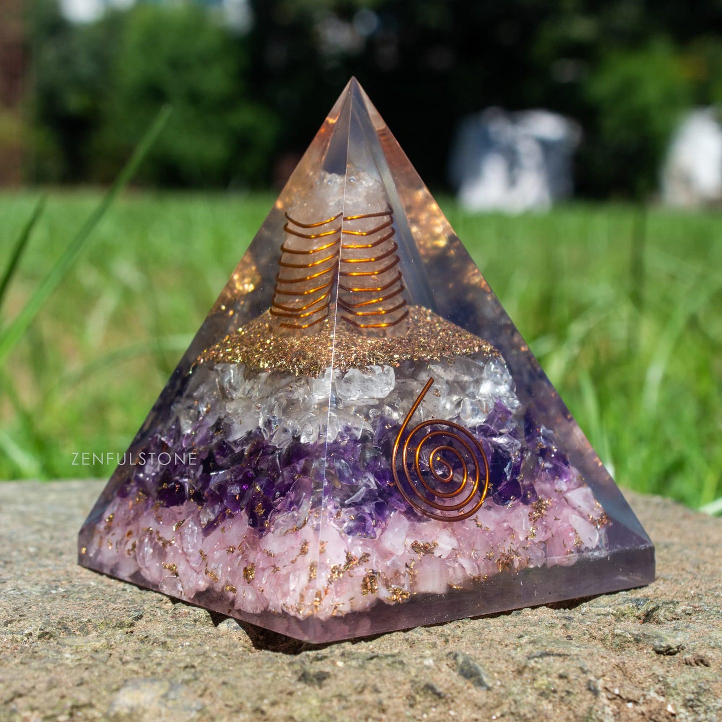 Selenite Orgonite Pyramid for Clarity, Emotional Healing, Spiritual Connection | Orgonite orgone pyramids with Copper Coil and Crystal Quartz for Chakra Protection (Selenite)
