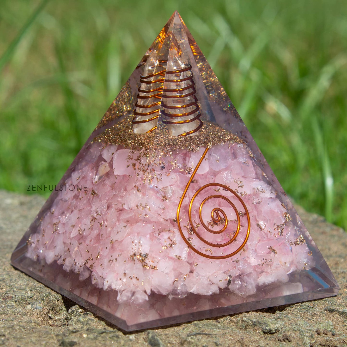 Selenite Orgonite Pyramid for Clarity, Emotional Healing, Spiritual Connection | Orgonite orgone pyramids with Copper Coil and Crystal Quartz for Chakra Protection (Selenite)