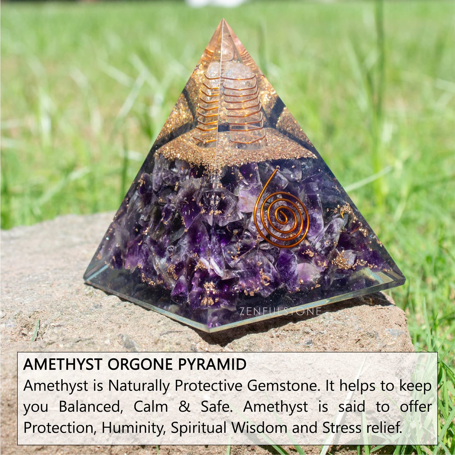 Selenite Orgonite Pyramid for Clarity, Emotional Healing, Spiritual Connection | Orgonite orgone pyramids with Copper Coil and Crystal Quartz for Chakra Protection (Selenite)