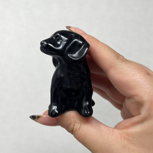 Obsidian Dog Carving