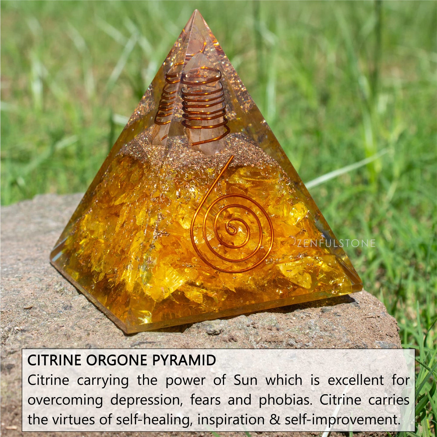 Selenite Orgonite Pyramid for Clarity, Emotional Healing, Spiritual Connection | Orgonite orgone pyramids with Copper Coil and Crystal Quartz for Chakra Protection (Selenite)