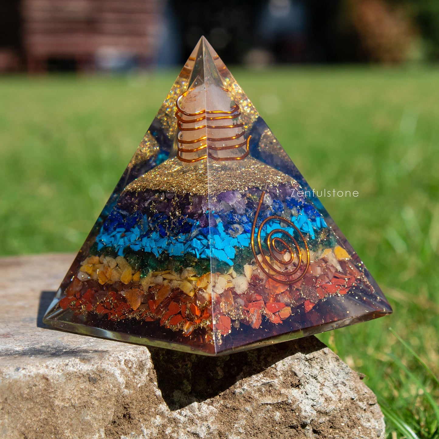 Selenite Orgonite Pyramid for Clarity, Emotional Healing, Spiritual Connection | Orgonite orgone pyramids with Copper Coil and Crystal Quartz for Chakra Protection (Selenite)