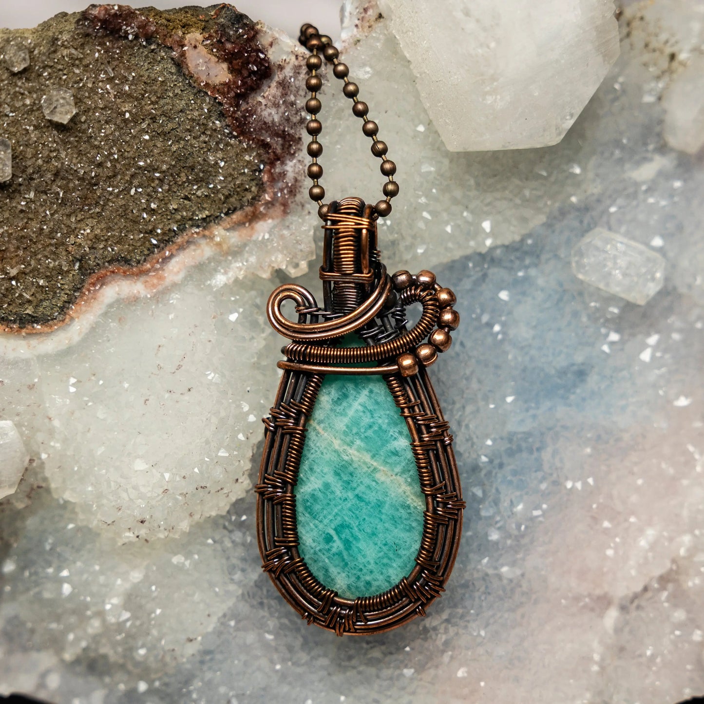 Amazonite Wire Wrap Crystal Pendant Crystal Destiny
