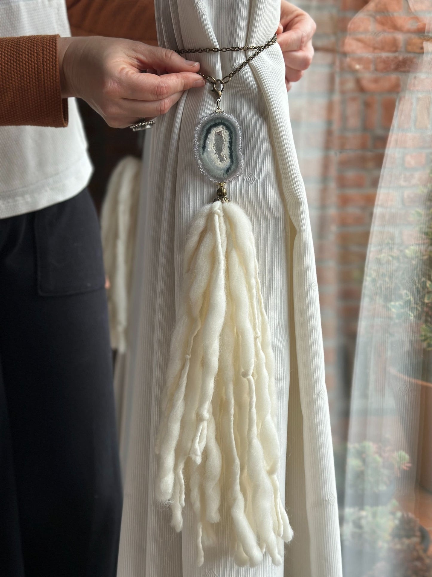 Amethyst crystal curtain tie back