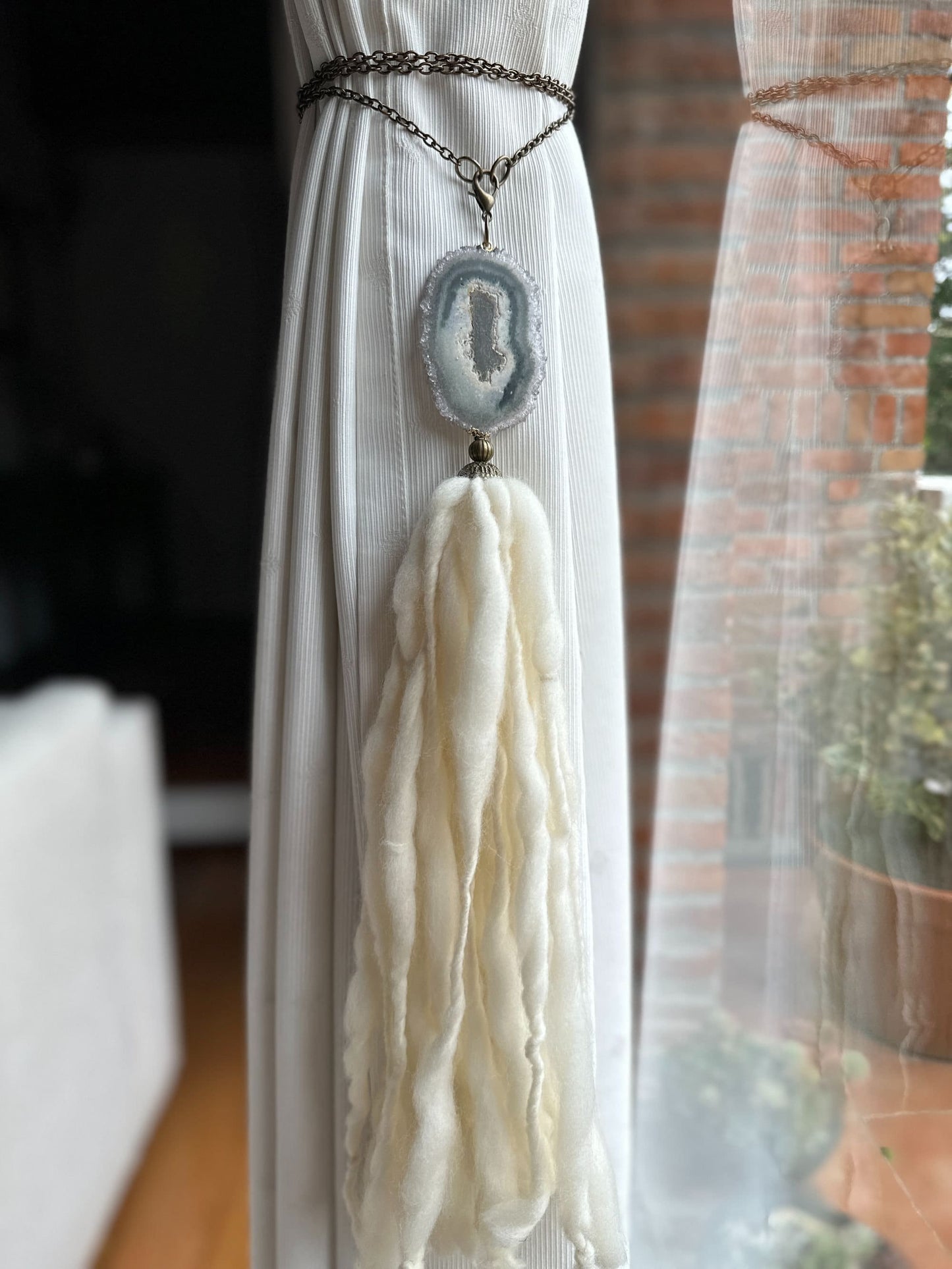 Amethyst crystal curtain tie back