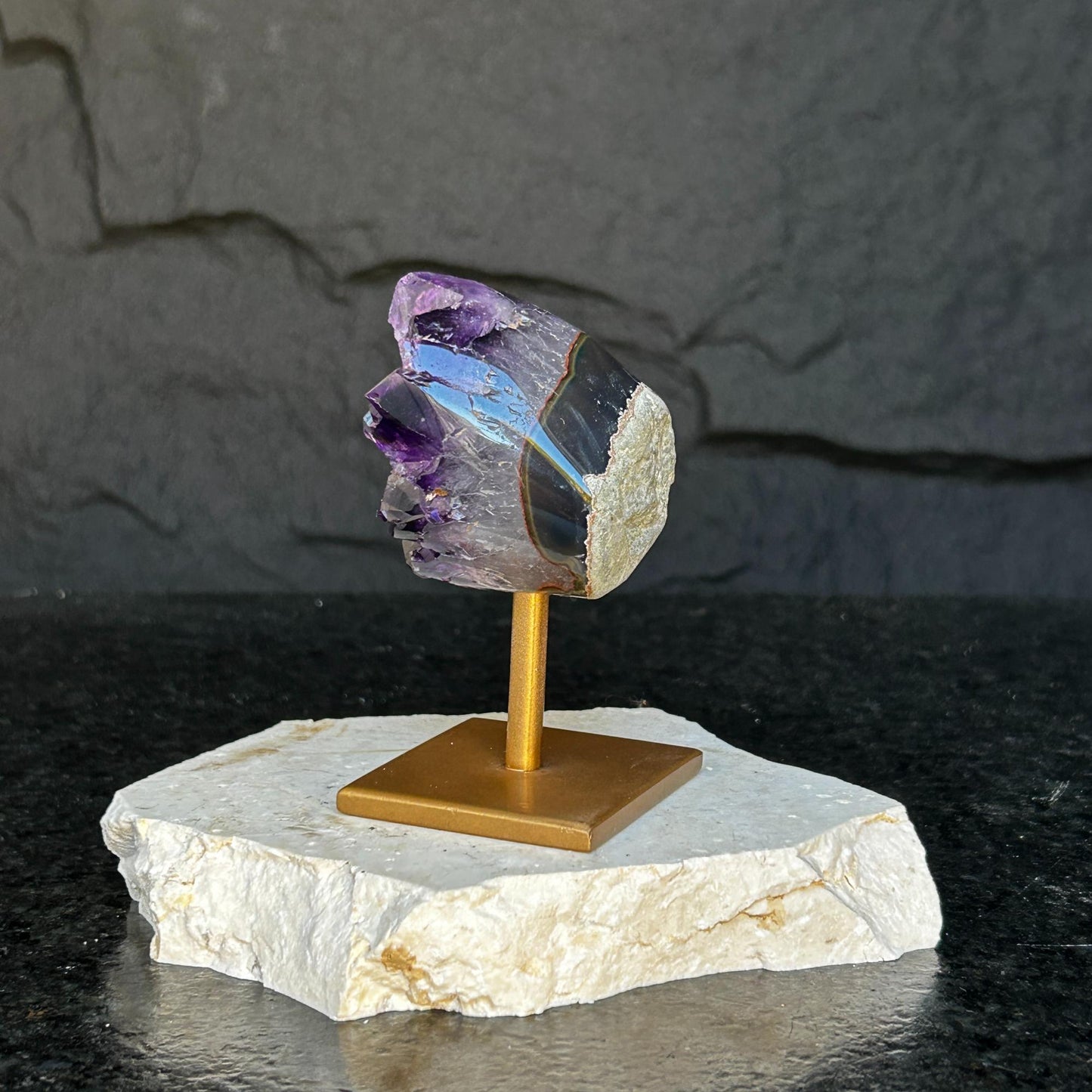 Amethyst crystal with stand
