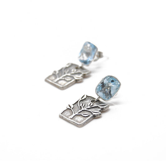 Natural Blue Topaz Branch Earring