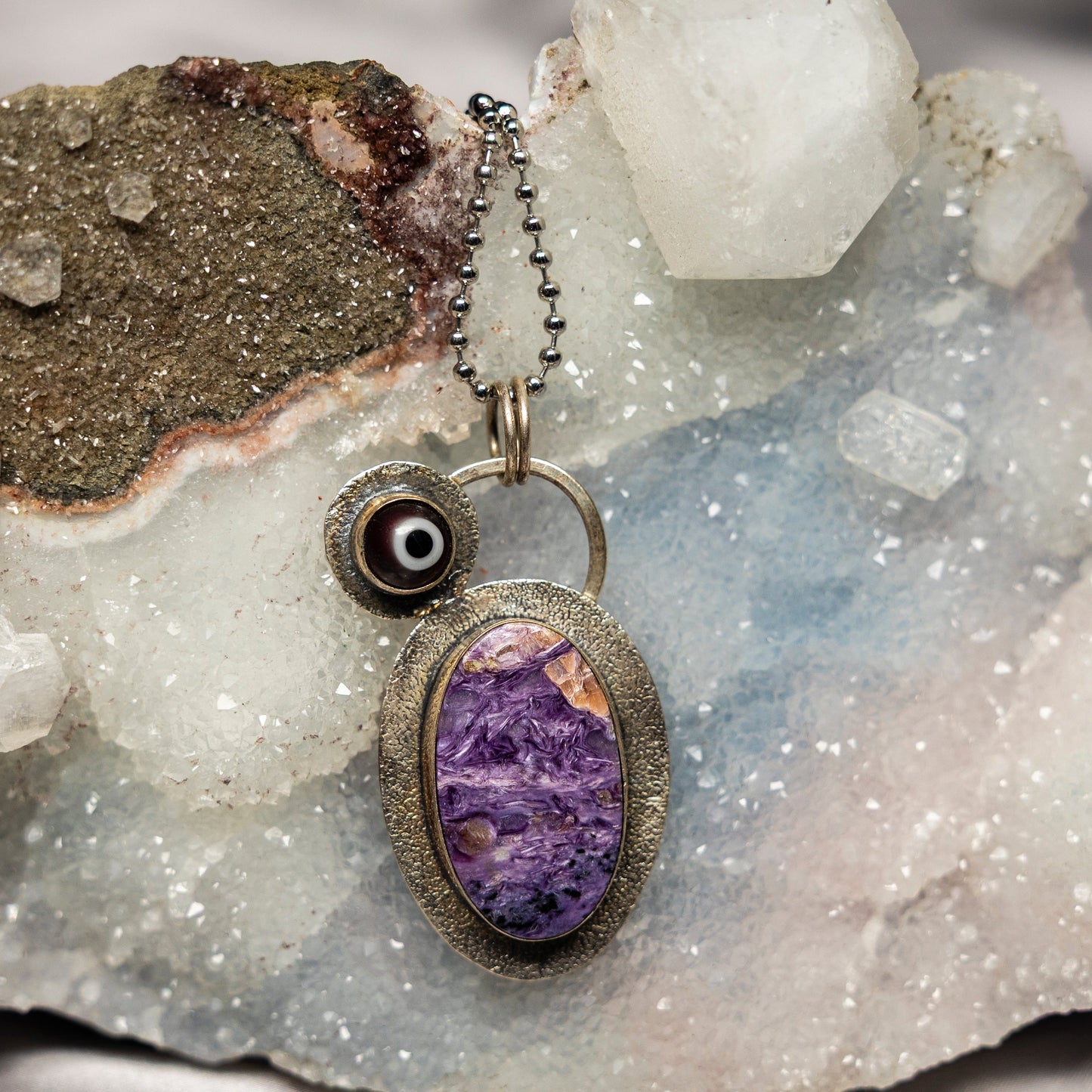 Charoite On 925 Silver Pendant