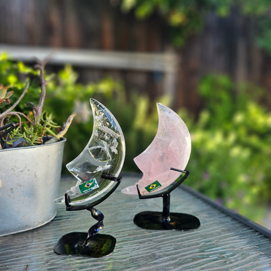 Quartz and rose crystal moon