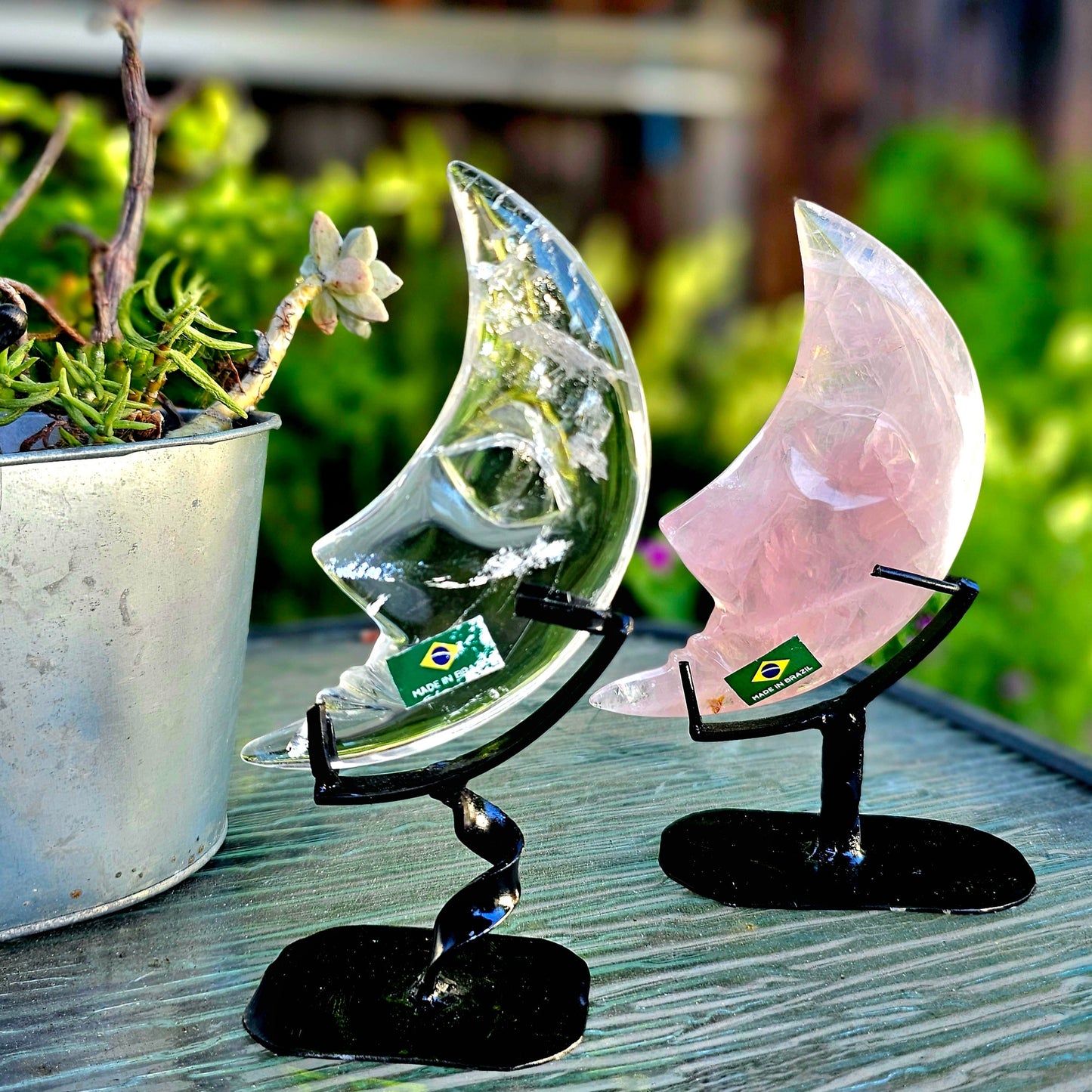 Quartz and rose crystal moon