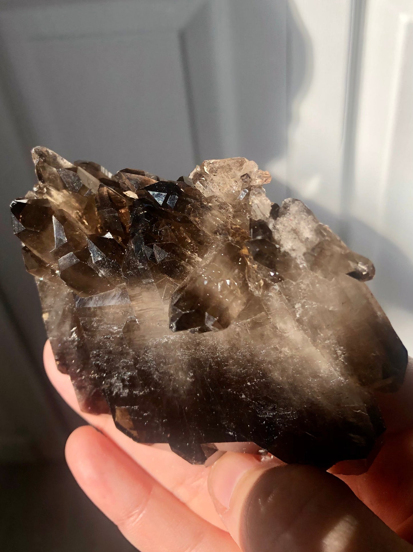 Smoky Quartz Cluster – Rare Multi-Point Formation (3”+ Long)