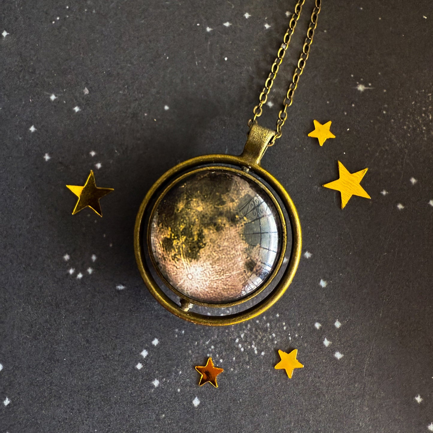 New Moon Double Sided Fidget Pendant Necklace