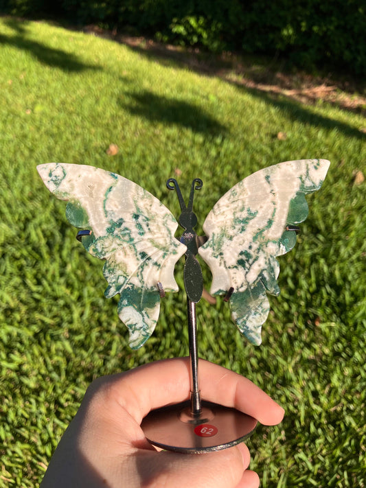 Moss agate butterfly for emotional healing and new beginnings