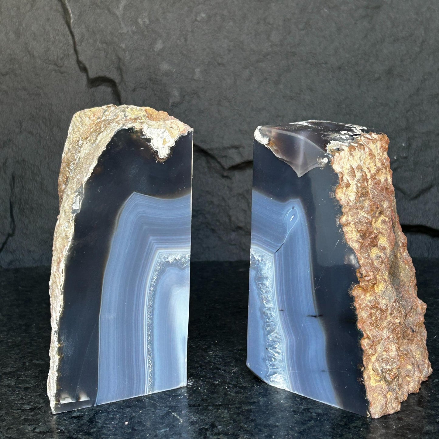 Natural Agate Crystal Bookends