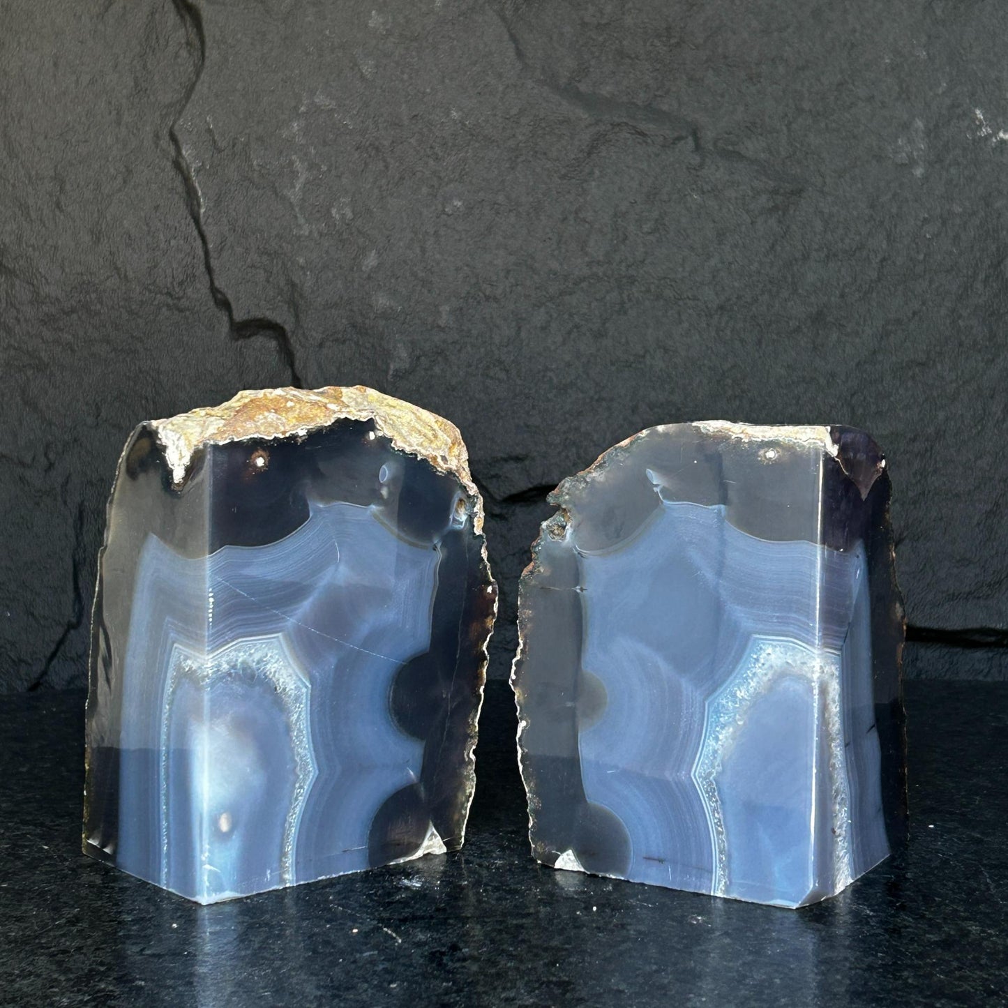 Natural Agate Crystal Bookends