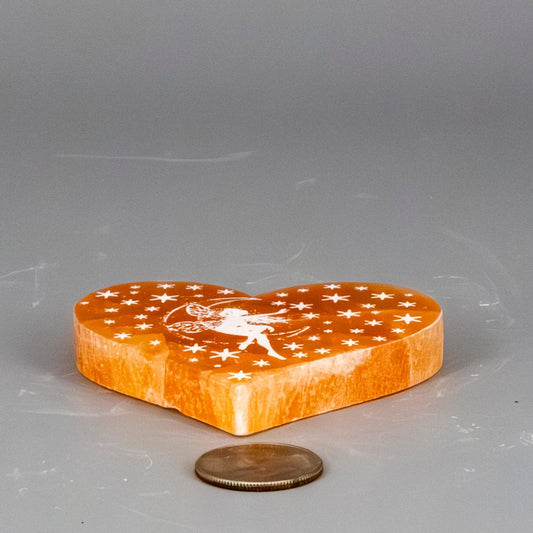 Orange Selenite Forest Fairy Heart