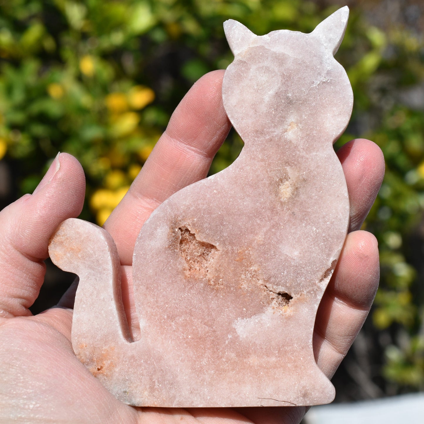 Pink Amethyst crystal cat