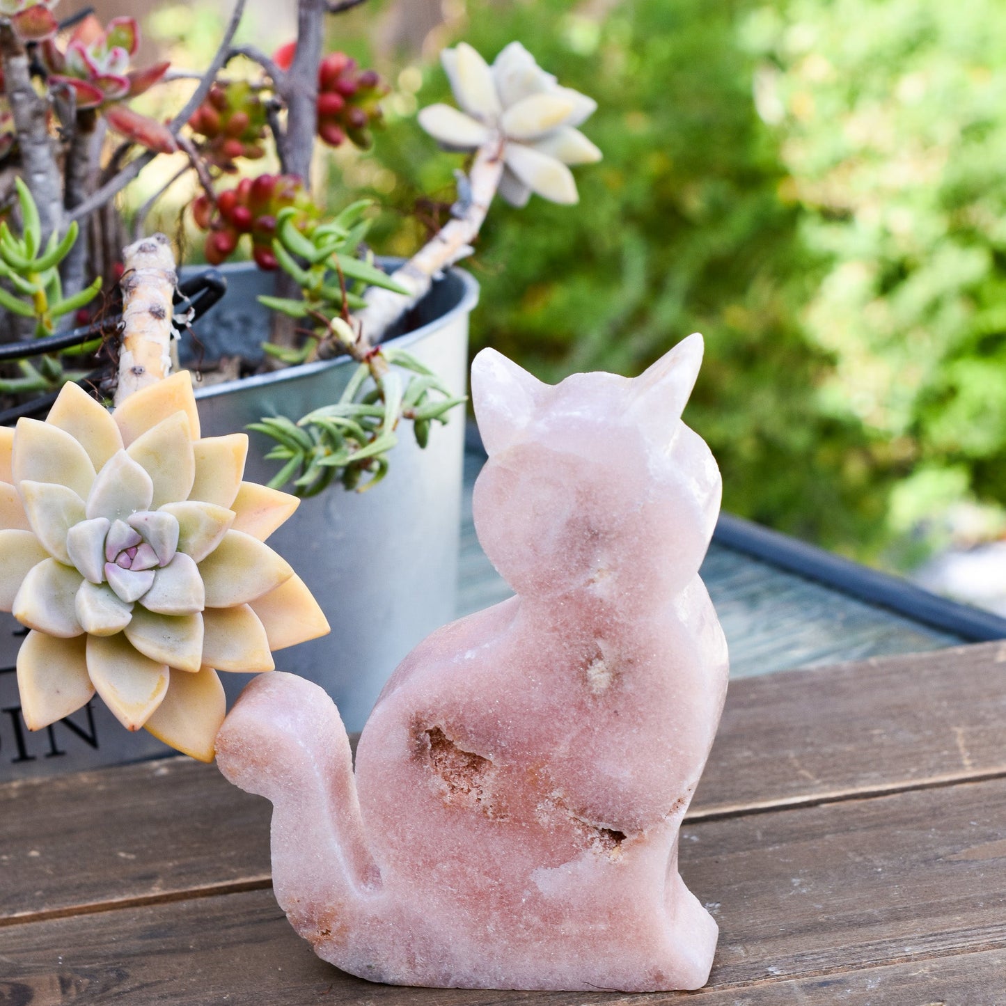 Pink Amethyst crystal cat