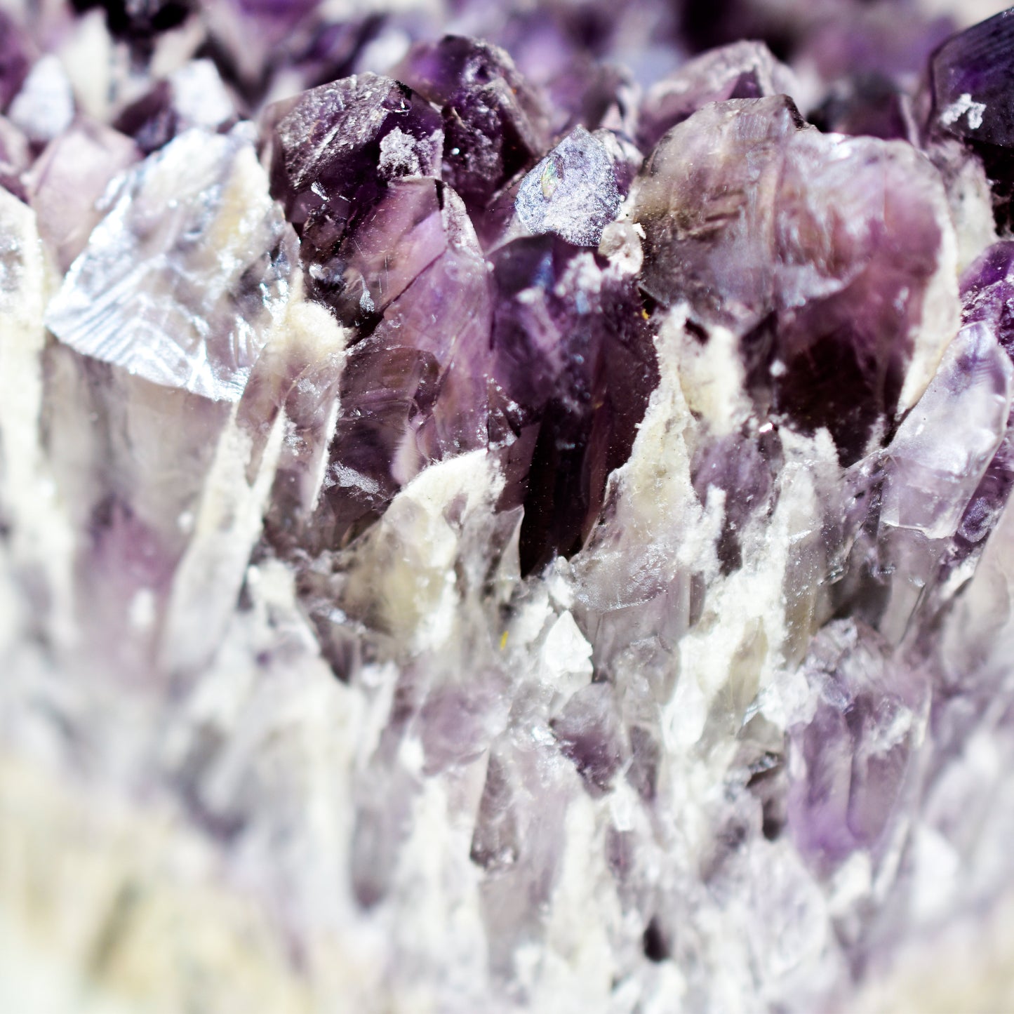 Close-up of purple and white crystal formations
