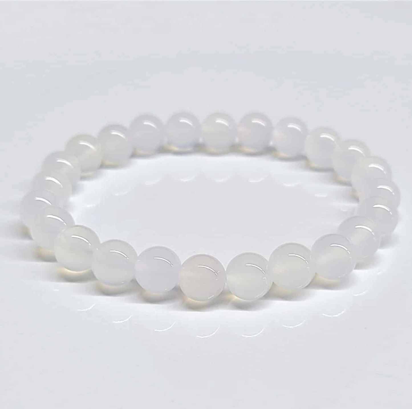 Chalcedony Round Bead Bracelet 8mm - Calming Tranquility
