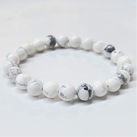 Howlite Round Bead Bracelet - Anger Eater