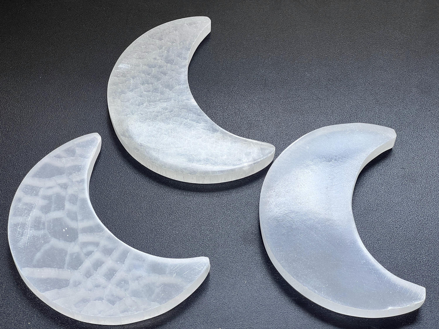Selenite Crystal Crescent Moon Plate