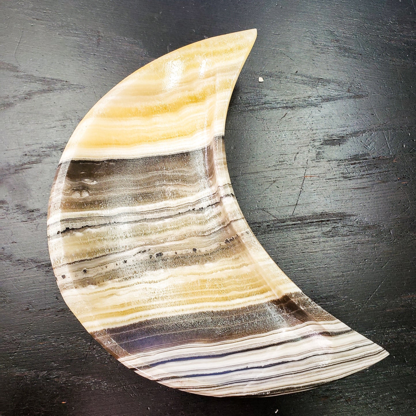 Zebra onyx moon bowl