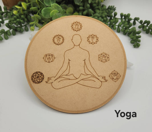 Chakra Crystal Set-Round Shape-Flower of Life Wooden Box