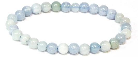 Aquamarine Round Bead Bracelet - Emotional Healing Sacred Crystals