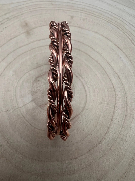 Elaine Tahe Copper Bracelet Cowhide and Conchos