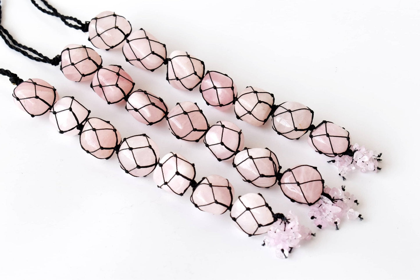 Rose quartz hanging charm for love and healing