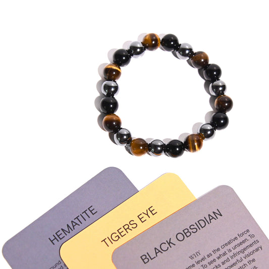 GROUNDED LUCK BRACELET - Tiger's Eye / Hematite / Obsidian